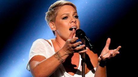 Pink performs during the Grammy Awards at Madison