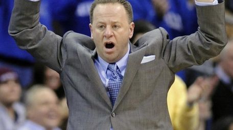 Seton Hall coach Bobby Gonzalez reacts during the