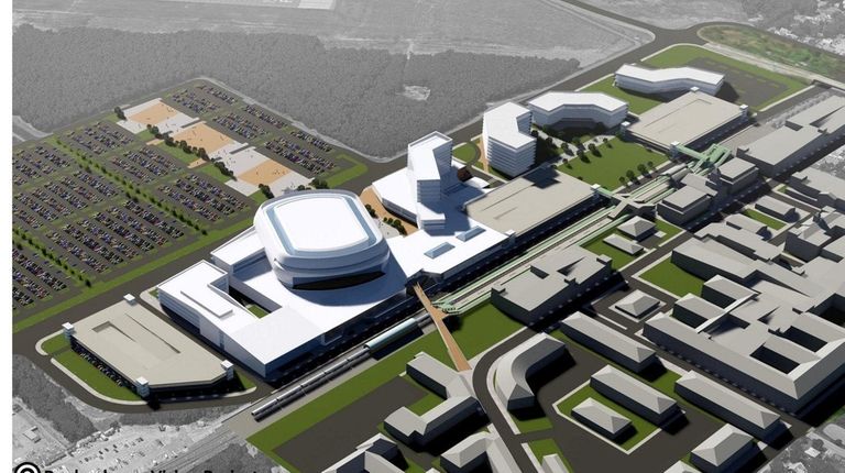 An illustration shows a proposed development centered around