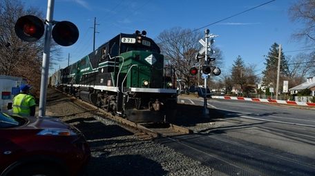 A New York and Atlantic Railway train, the