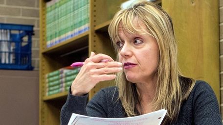 Agatha Nadel of Glen Head speaks at the