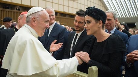 Pope Francis meets with Orlando Bloom and Katy