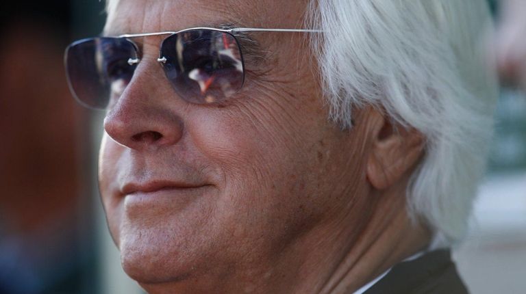 Bob Baffert talks with the media during the
