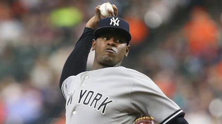 Luis Severino of the Yankees pitches in the