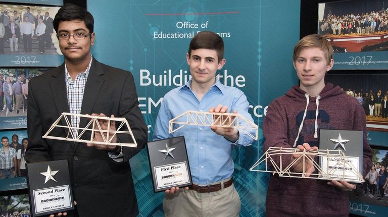 Justin Wallace, center, took first place in Brookhaven