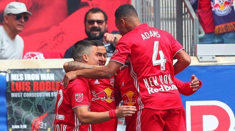 Red Bulls midfielder Alejandro Romero Gamarra celebrates with