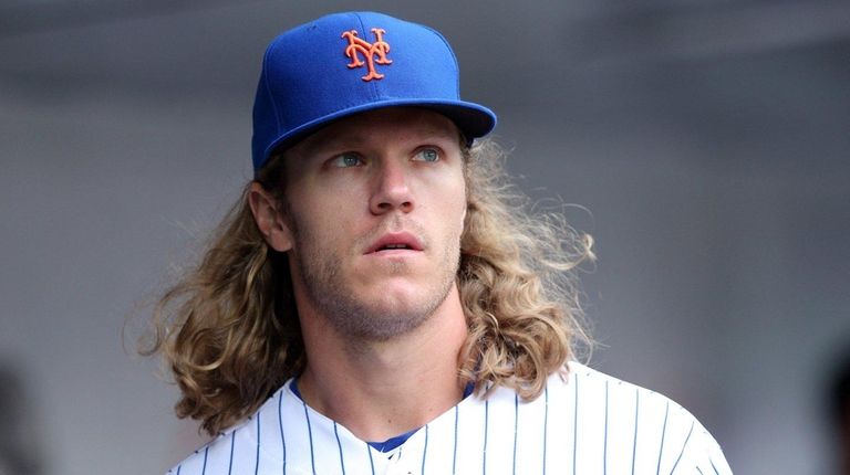 Mets starting pitcher Noah Syndergaard in the dugout