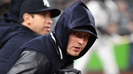 The Yankees' Brandon Drury in the dugout against