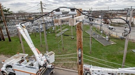 PSEG trucks and power lines at the training