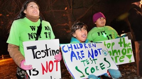 Opponents of standardized testing demonstrate in East Setauket
