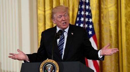 President Donald Trump speaks at the White House