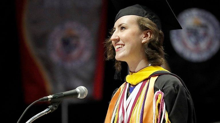 Valedictorian Theresa Mary Bissex addresses the Class of