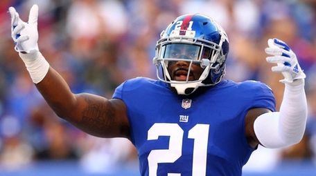 Landon Collinsof the Giants reacts during th game