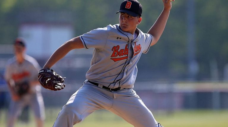 Babylon starting pitcher Gino Vano delivers to Center