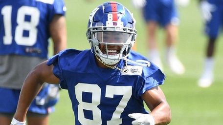 Giants wide receiver Sterling Shepard runs a route