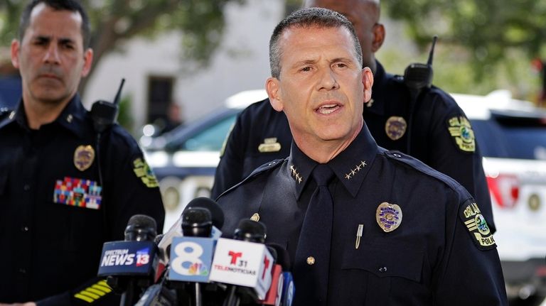 Orlando Police Chief John Mina speaks Monday about