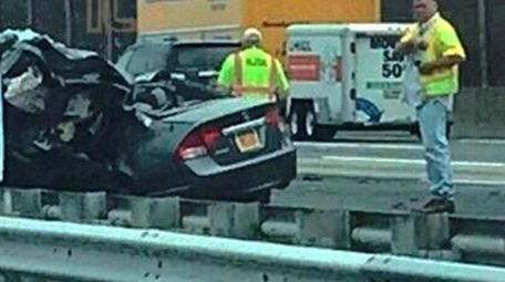 The scene after a wrong-way crash on the