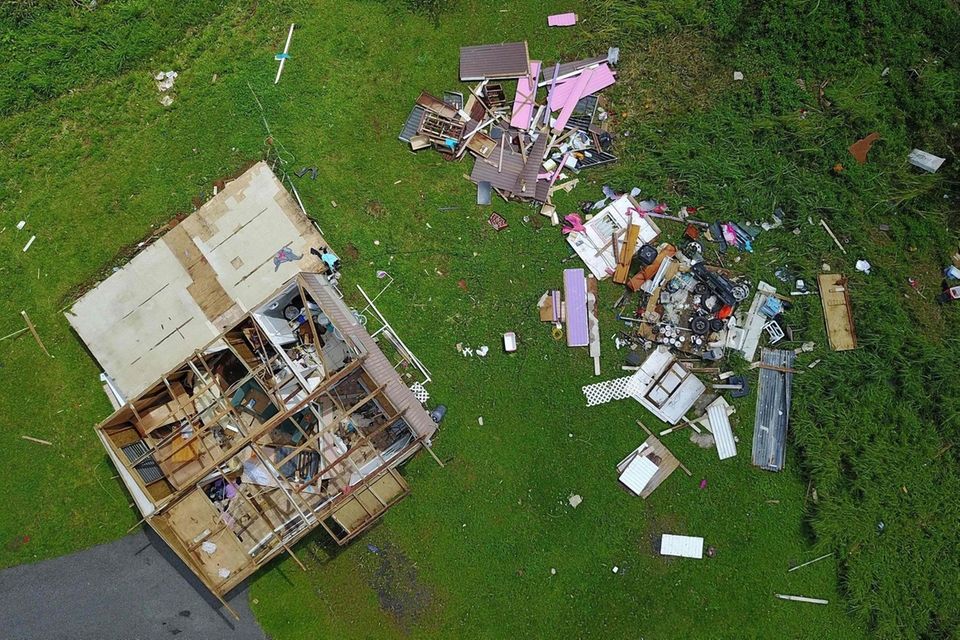 TOPSHOT - A house destroyed by hurricane winds