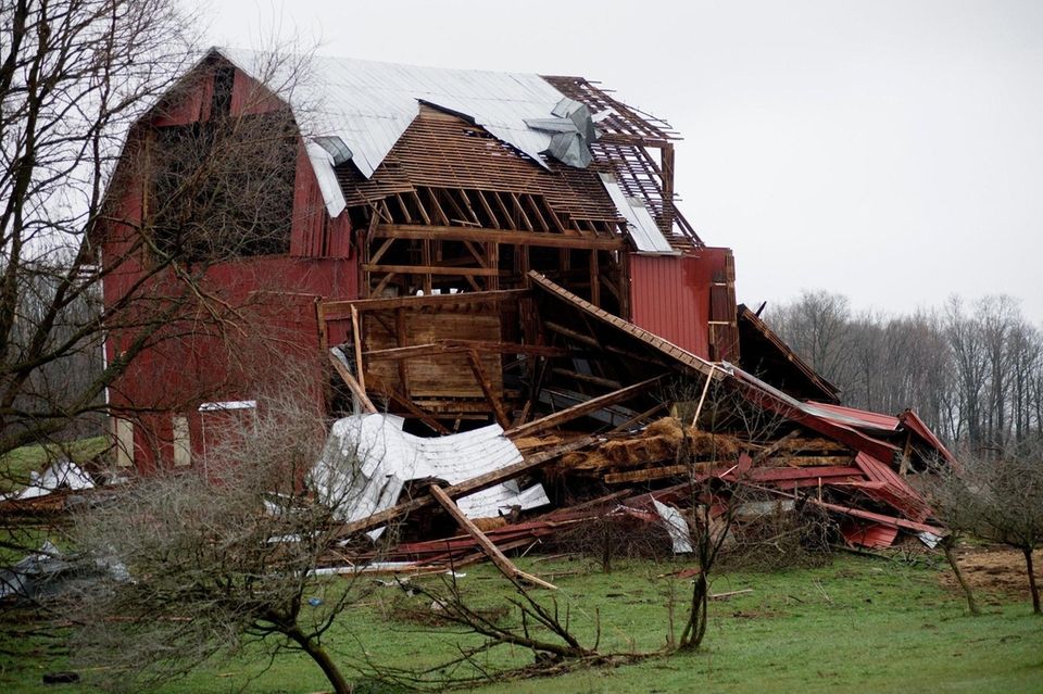 Severe weather damage is seen off of 92nd