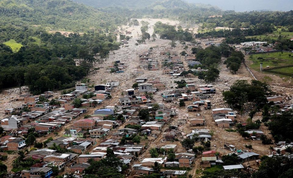 epa05888729 An aerial views shows the devastation in