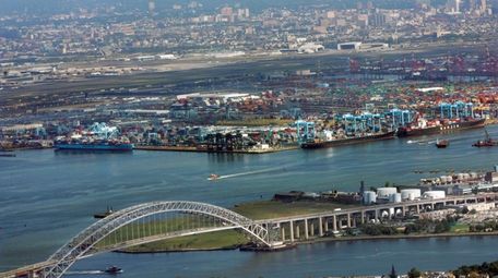 The port of Newark is seen beyond the