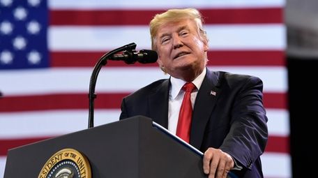 President Donald Trump speaks at a rally at