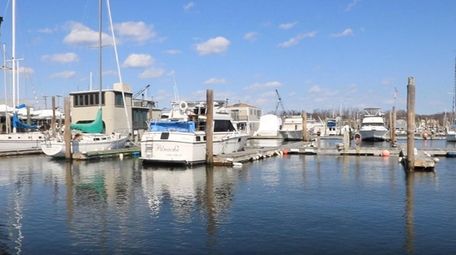 A view of boats docked at Toms Point
