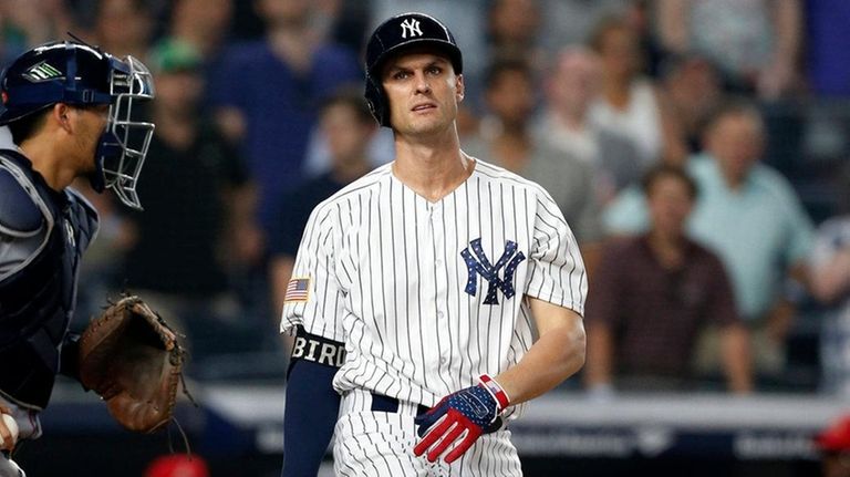Greg Bird of the Yankees strikes out with