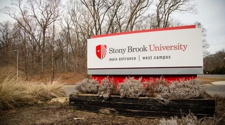 A sign for Stony Brook University is pictured