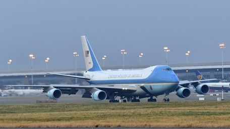 Air Force One touches down at Melsbroek Military