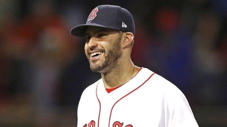 J.D. Martinez of the Boston Red Sox celebrates