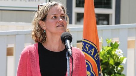 Nassau County Executive Laura Curran speaks in Bethpage