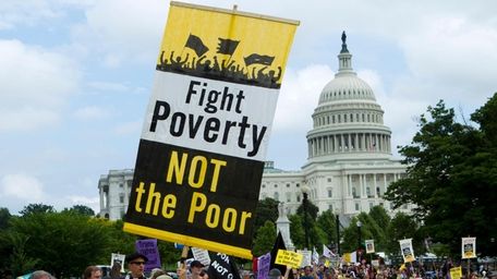 Demonstrators march against poverty in Washington in June.