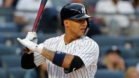 Gleyber Torres of the Yankees bats against the