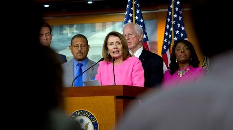 House Minority Leader Nancy Pelosi of California speaks
