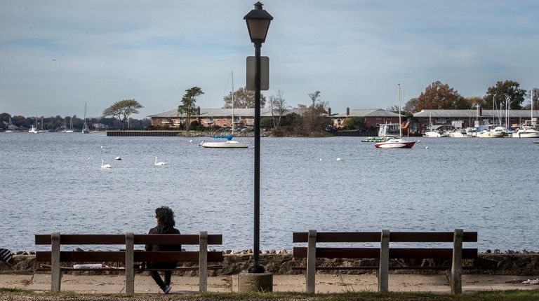 The waterfront business district spans about 10 acres