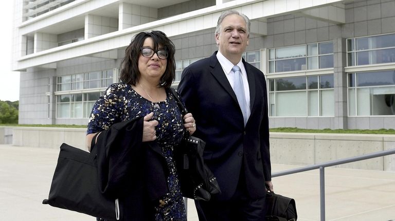 Linda and Edward Mangano arrive at federal court