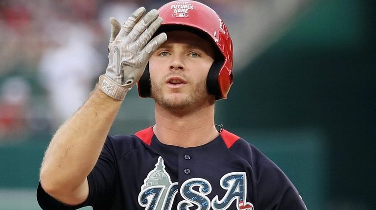 Mets prospect Peter Alonso, here after hitting a