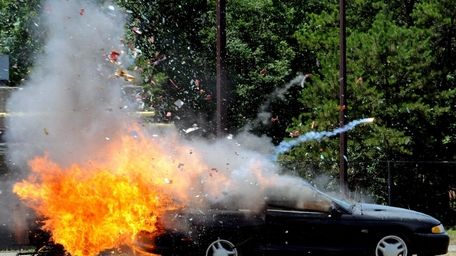 Fireworks blow up in the trunk of car