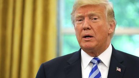 President Donald Trump during an Oval Office meeting