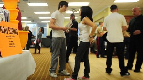 Teens at a job fair in May in