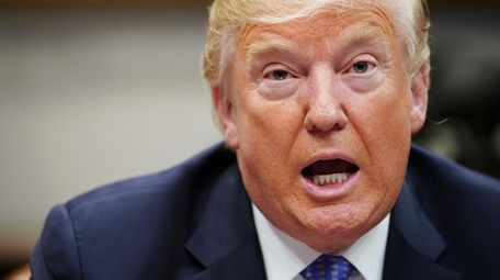 President Donald Trump speaks during a roundtable discussion