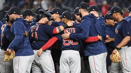 The Red Sox celebrate clinching the AL East