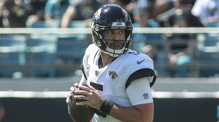Jaguars quarterback Blake Bortles drops back against the