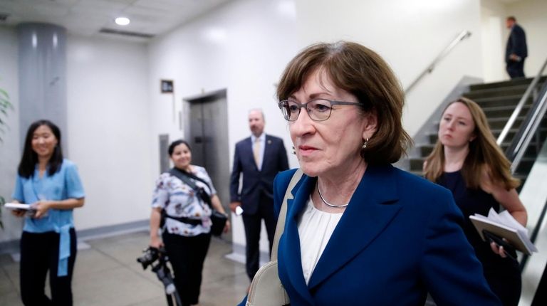 Sen. Susan Collins (R-Maine), walks on Capitol Hill