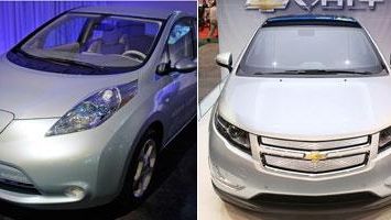 Nissan Leaf, left, goes head-to-head with the Chevy