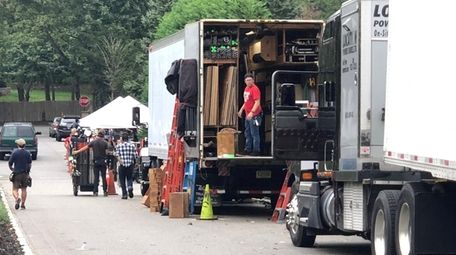 Film crew shooting "Bad Education" in Roslyn.
