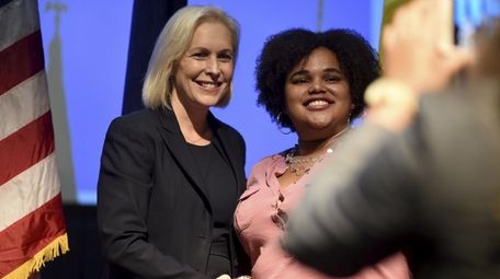 Sen. Kirsten Gillibrand (D-N.Y.) takes a photo with