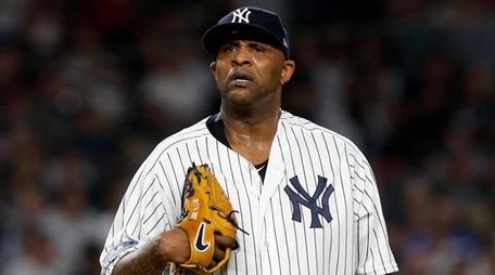 CC Sabathia of the Yankees stands in the