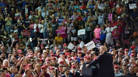 President Donald Trump speaks during a "Make America